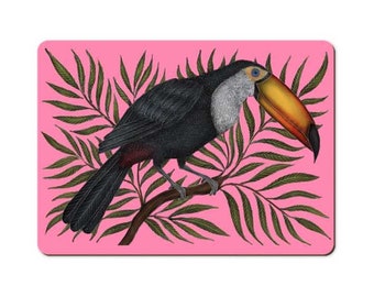 Pink Toucan Wooden Placemats - Handmade to order in London