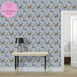 Dressing Table Pattern in Powder Puff Blue Wallpaper image 4
