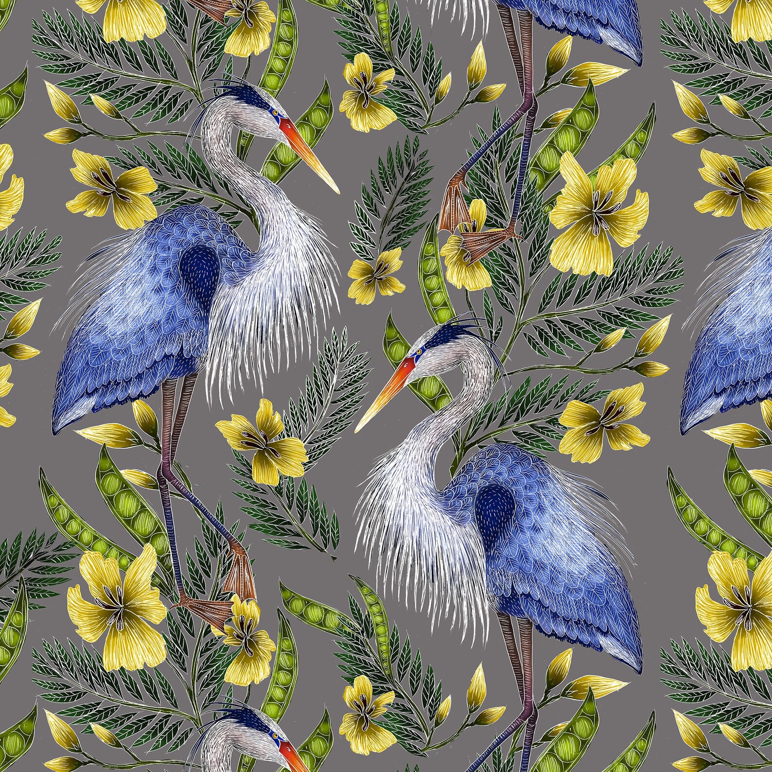 Heron Pattern Wallpaper | Etsy