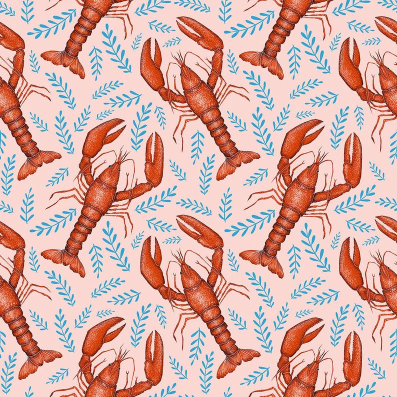 Prize of Padstow Shell Pink Lobsters Wallpaper - Etsy