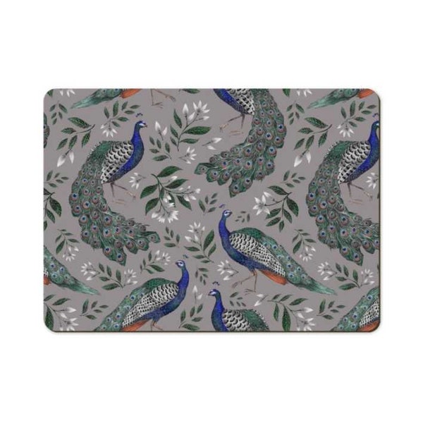 Peacock Pattern Wooden Placemats - Handmade to order in London