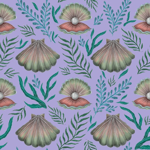 Shell With Pearl Pattern In Lilac Wallpaper Etsy 日本