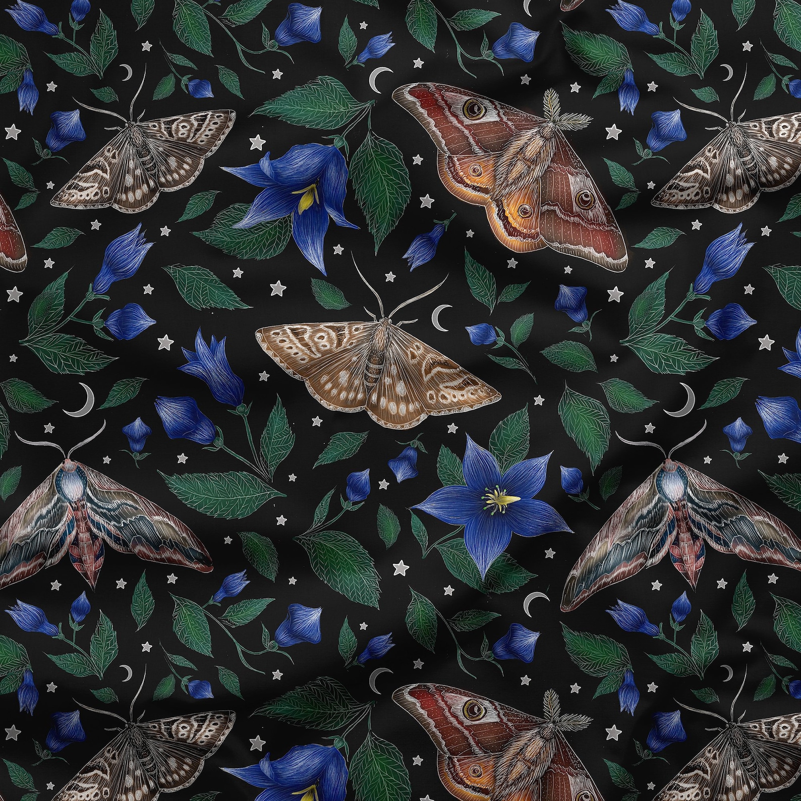 Moths Pattern Fabric Etsy