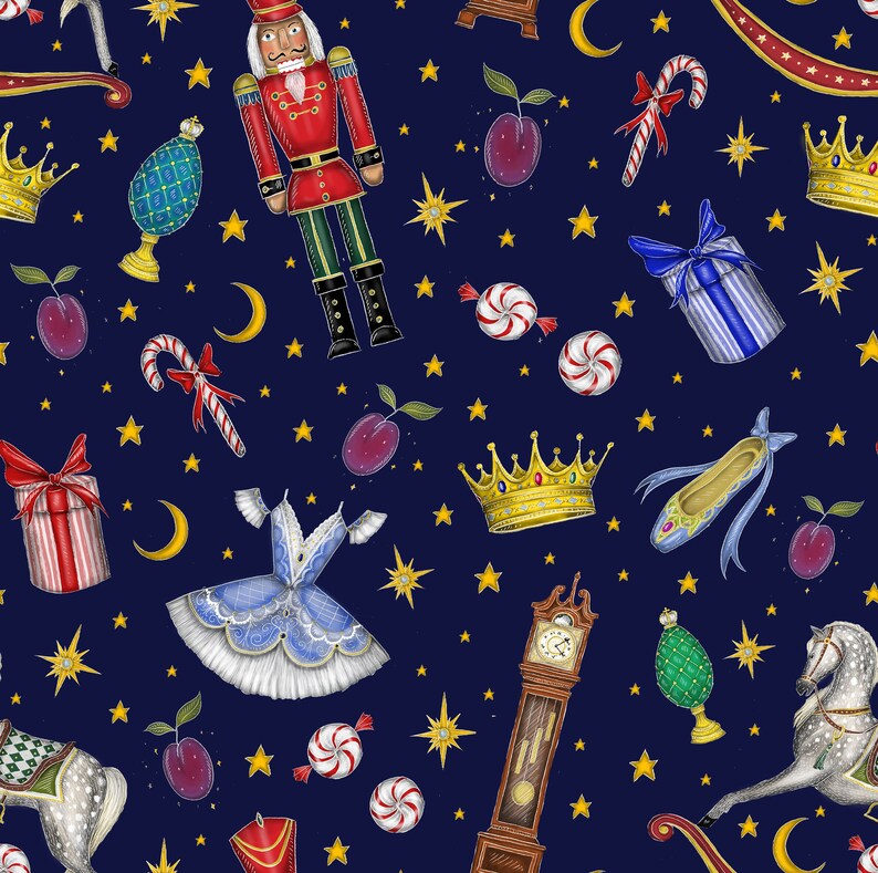 Download Nutcracker Pattern In Sapphire Blue Fabric Sewing Fiber Craft Supplies Tools Delage Com Br