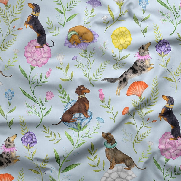 Doxie Day Afternoon Sky Blue Fabric