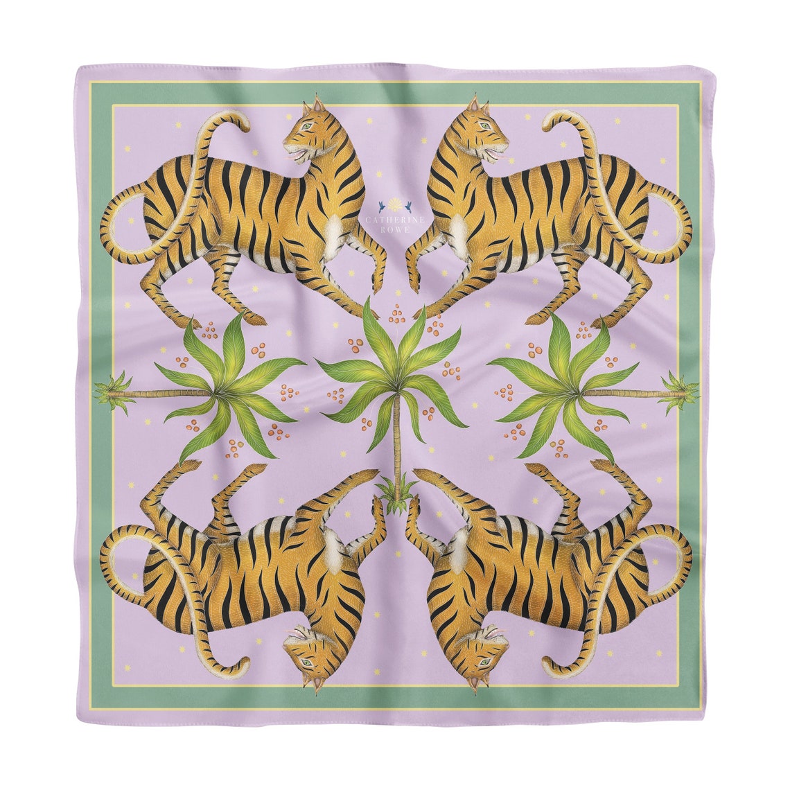 Tigers & Palms in Jaipur Jewel Silk Scarf  Available in 2 image 1