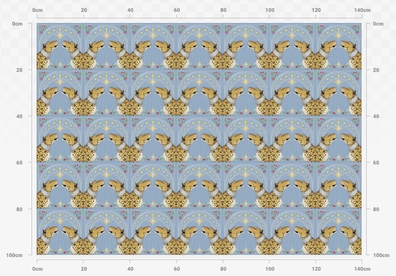 Nouveau Leopards in Frost Fabric