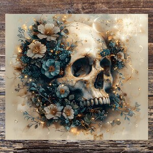 Skull Roses Hearts Tumbler Wrap, Gothic Skull 20 oz Skinny Straight Sublimation Tumbler Design, Spooky Skeleton PNG Digital Download