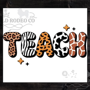 Leopard Zebra Giraffe Teacher PNG: Wild Safari Sublimation Design (Digital Download