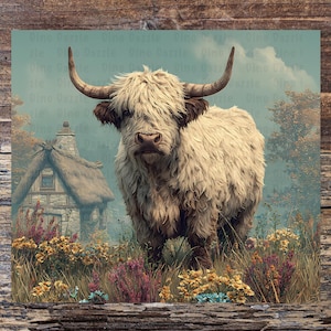 Grumpy Highland Cow PNG: Coffee Lover Sublimation Design (Digital Download)