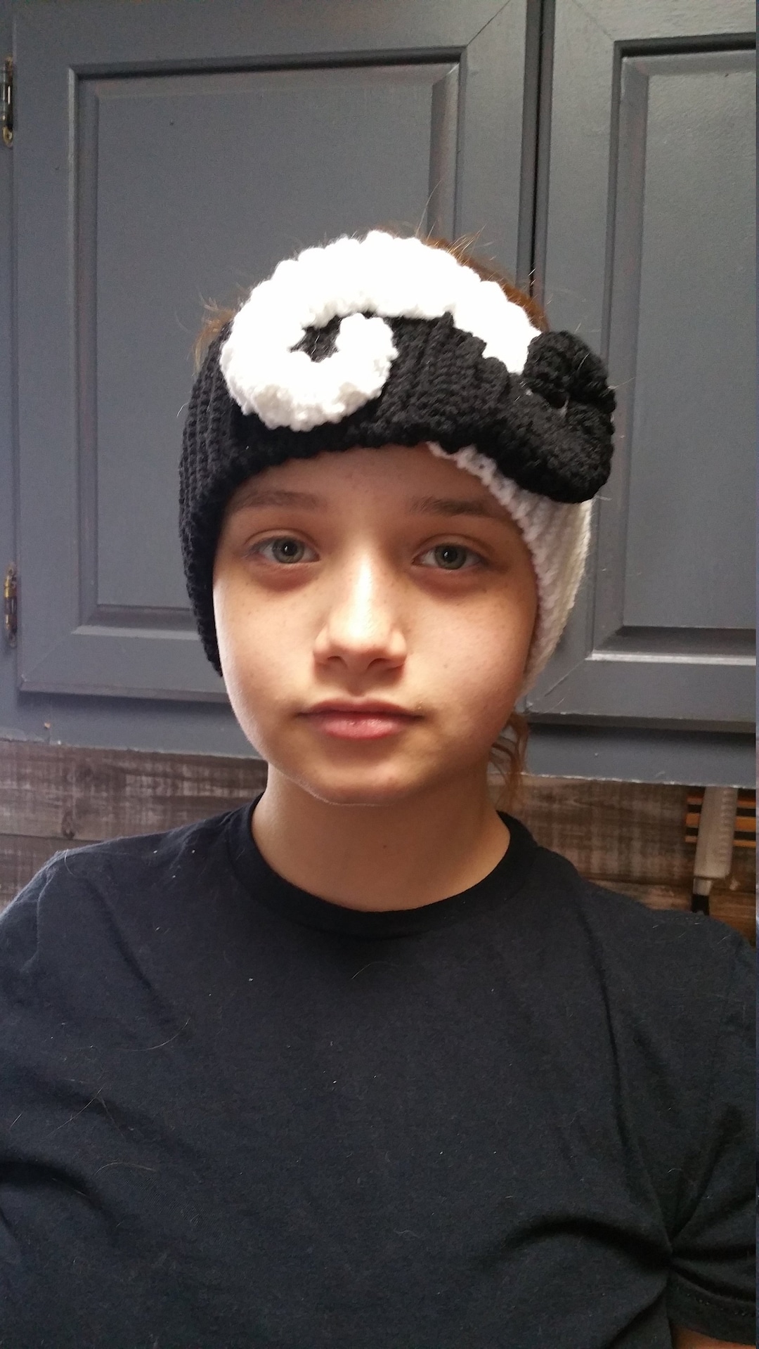 Ying and Yang Headband Earwarmer Black and White Crochet