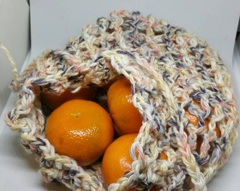 Fruit and veggie reusable bag grocery bag storage cotton blend crochet shopping bag