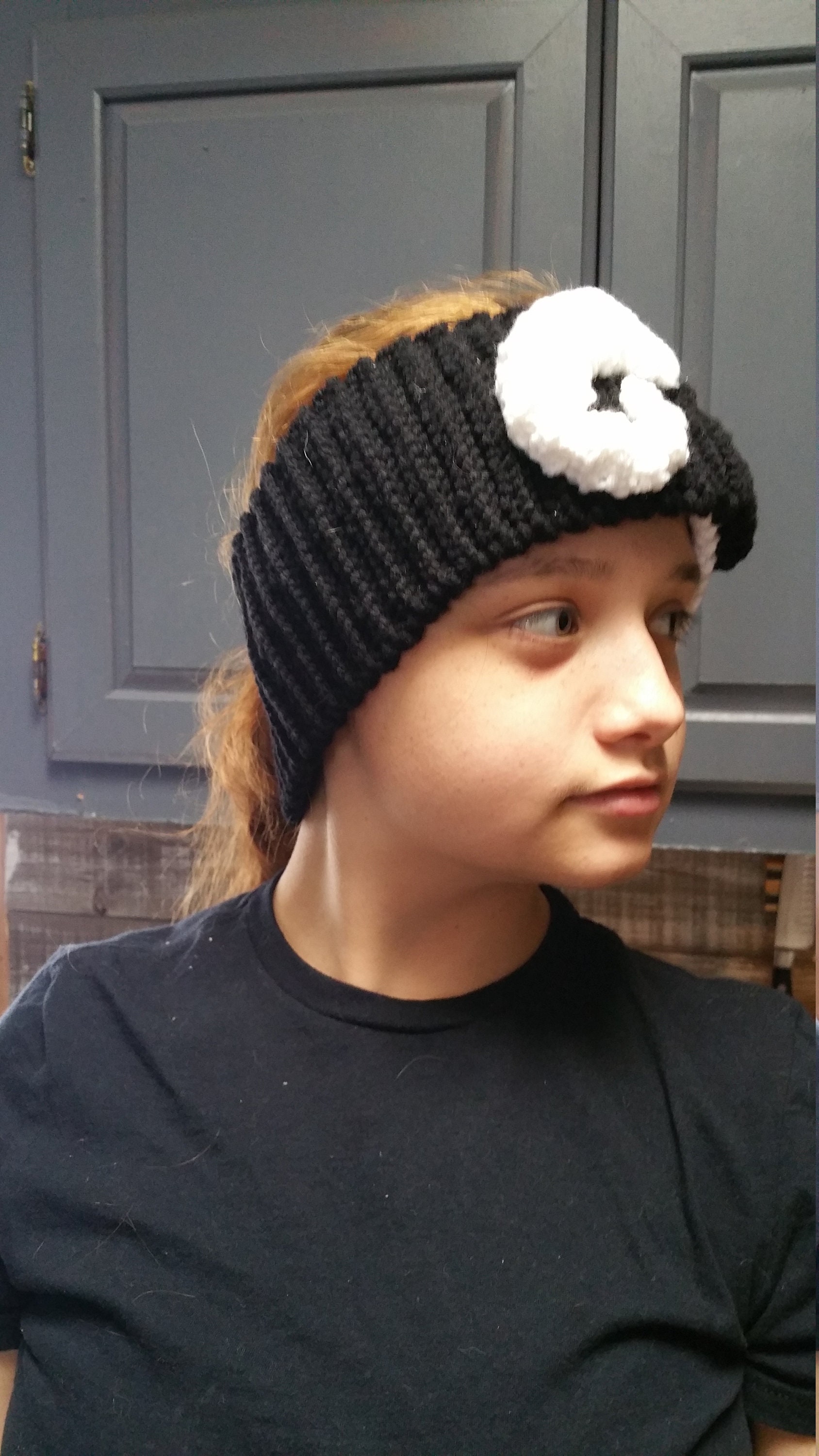 Ying and Yang Headband Earwarmer Black and White Crochet