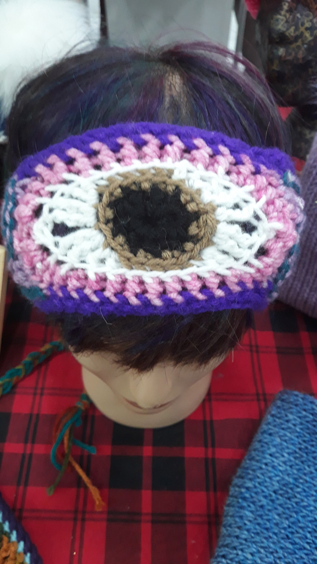 Third Eye Headband, Purple, Crochet Headband, Ajna, Chakra, Boho Ear Warmer, Hippie Ear Warmer