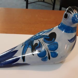 Vintage Tonala Blue Dove pottery hand painted figurine folk art collectible Mexican pottery
