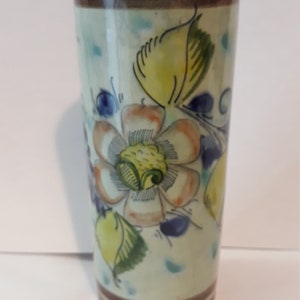 Vintage Tonala Mexican Pottery Vase cylinder vase signed and numbered