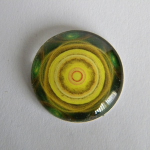 25 mm glass cabochon yellow mandala style for jewelry, wire wrapping, pendant making and beading