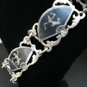 Siam thai dancer link bracelet sterling silver jewelry vintage 1940s size 7 image 1