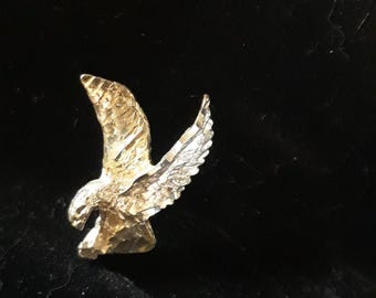 Pendentif Vintage Tête D'aigle Hurlant En Argent Massif - Ancien, Usure Du Temps