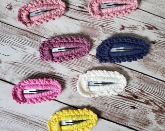 SET OF TWO - Crochet hair clips - crochet snap clips - toddler hair clips - hair accessories - boho baby - girl hair accessory