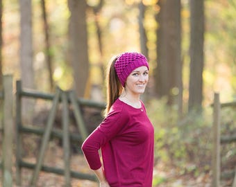 Crochet Messy Bun beanie - messy bun beanie - mom bum beanie - ponytail beanie - bun beanie - crochet ponytail beanie - Claire bun beanie