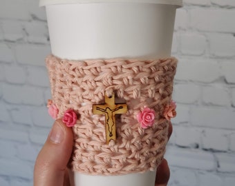 Rosary cup cozy, cup cozy, coffee cozy, Catholic gift, coffee lover gift, tea lover gift, Catholic gift, tea cozy, mug cozy, cup sleeve