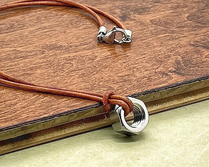 Hardware Necklacemen's Leather Bolt Necklacehardware Etsy