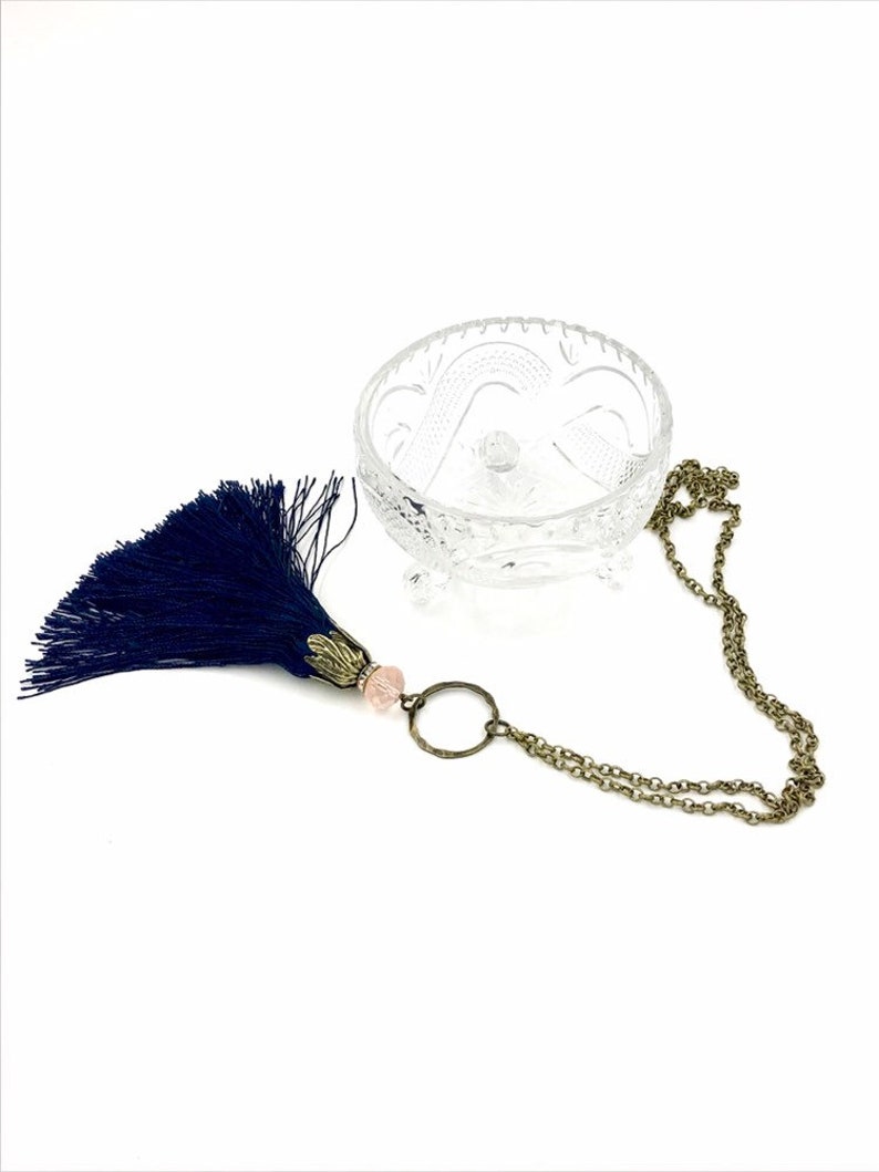 Bohemian Navy Blue Tassel Necklace,fringe tassel necklace,long tassel necklace,blue fringe tassel,ladies tassel necklaces