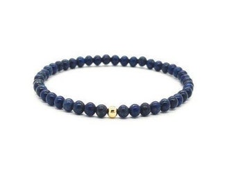 Blue Lapis Lazuli Bracelet,dark lapis lazuli bracelet, minimalist jewelry,blue lazuli bead bracelet,gemstone bracelet stretch bracelets