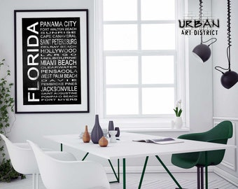 Florida State 1 Subway Sign Wall Art | Print - Canvas - Metal - Framed | Modern Typography Bus Scroll Artwork