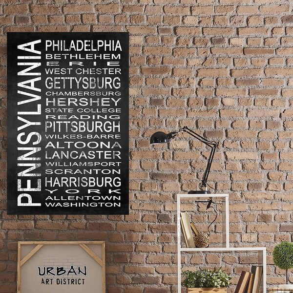 Pennsylvania State 1 Subway Sign Wall Art | Print - Canvas - Metal - Framed | Modern Typography Bus Scroll Artwork