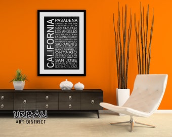 California State 2 Subway Sign Wall Art | Print - Canvas - Metal - Framed | Modern Typography Bus Scroll Artwork