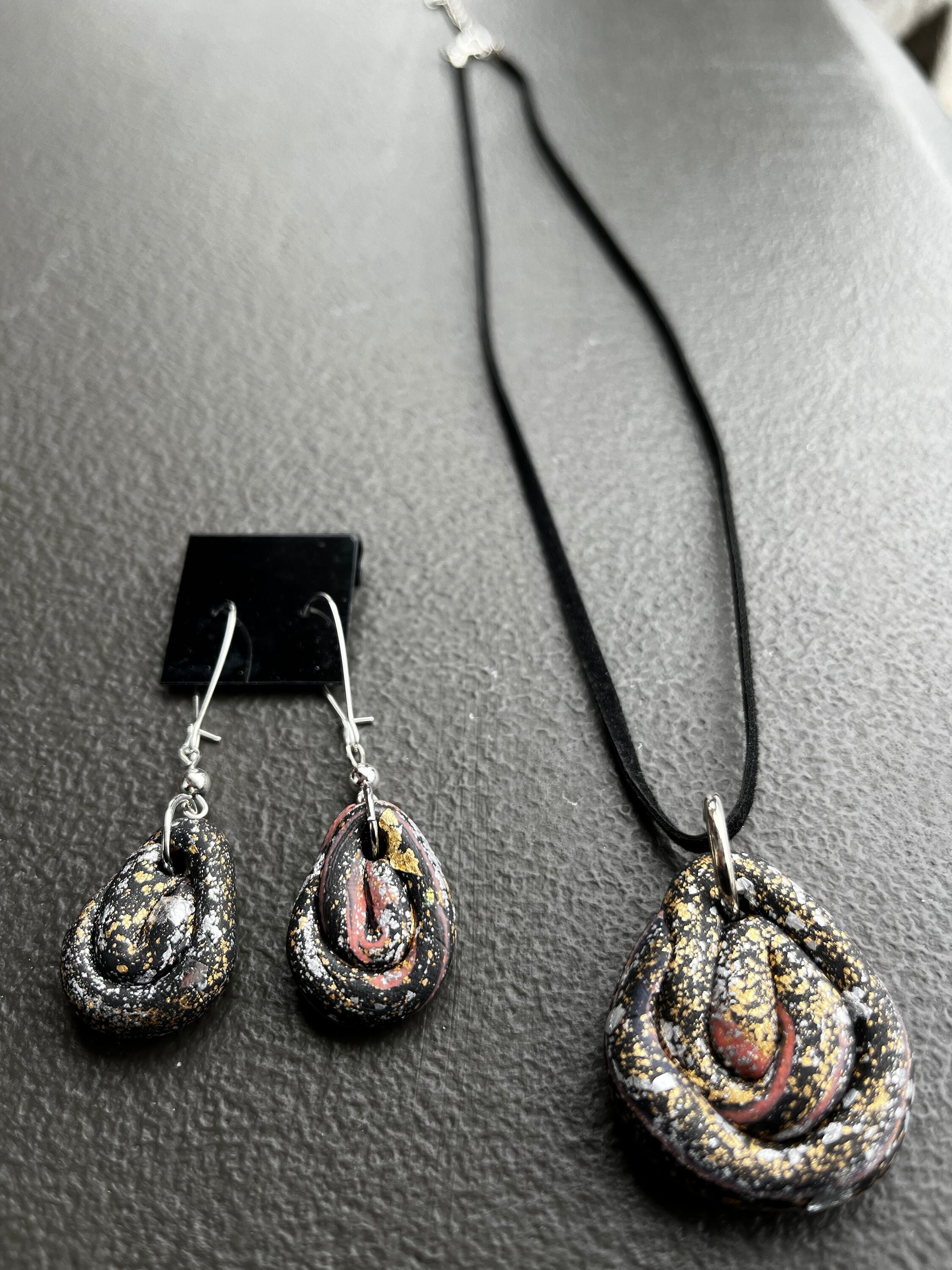 Swirl Polymer Clay Necklace and Earring Set - Etsy