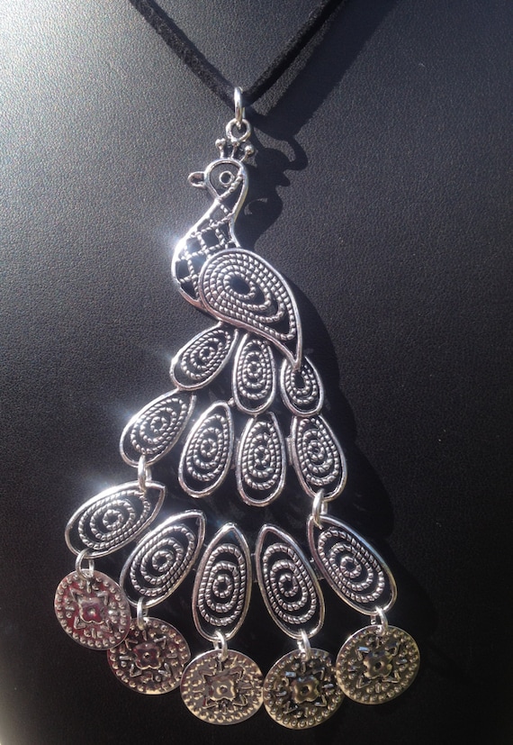 Peacock cheap necklace silver