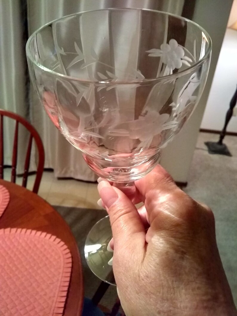 Libbey 7164 Cut Glass Stemware Set of 4 Etsy