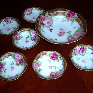 Antique Handpainted Berry Bowl Set