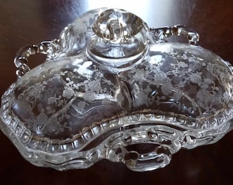 Cambridge 3-part  Covered Relish Dish