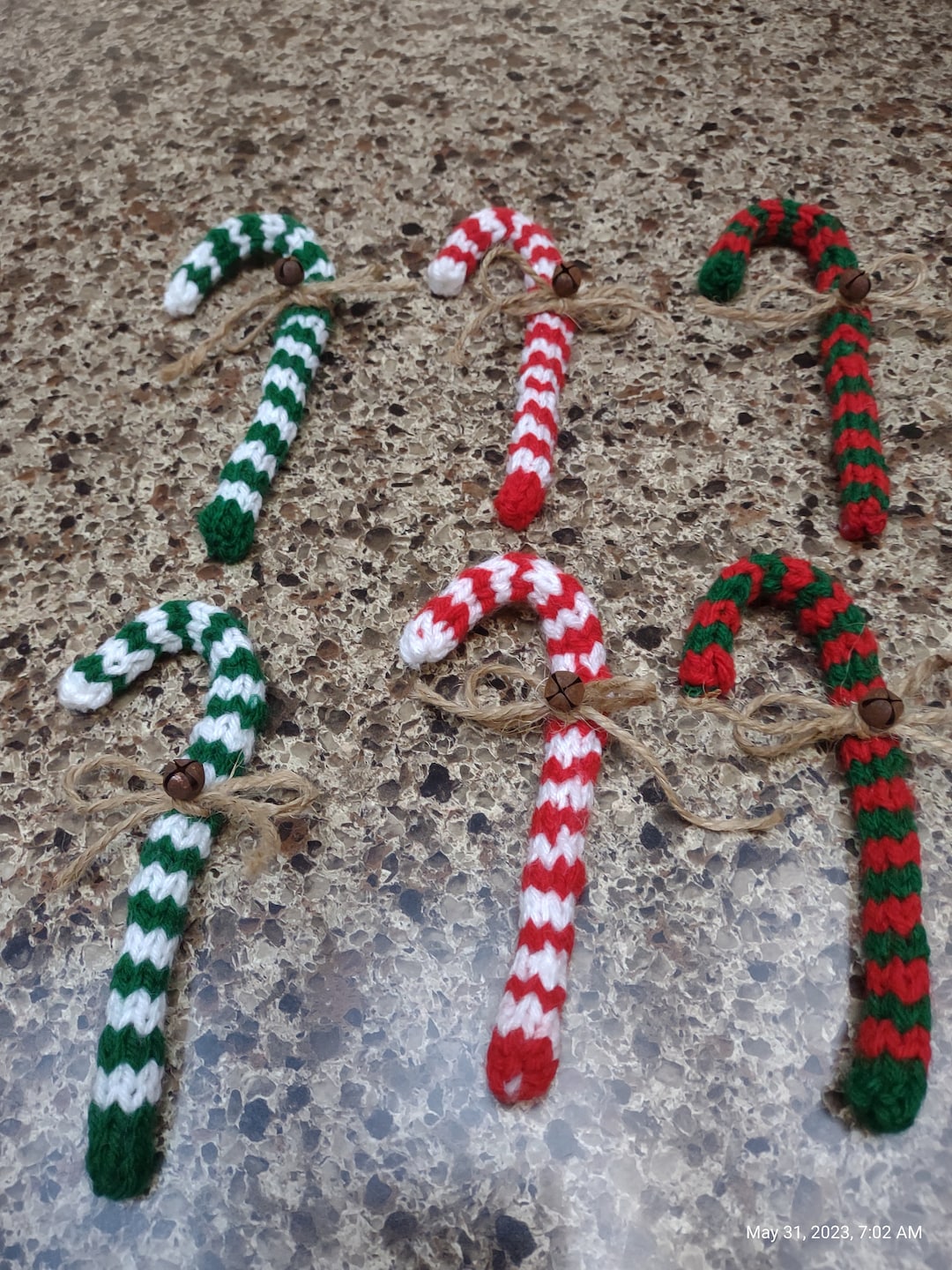 Hand Knit Candy Canes Set of 2 - Etsy