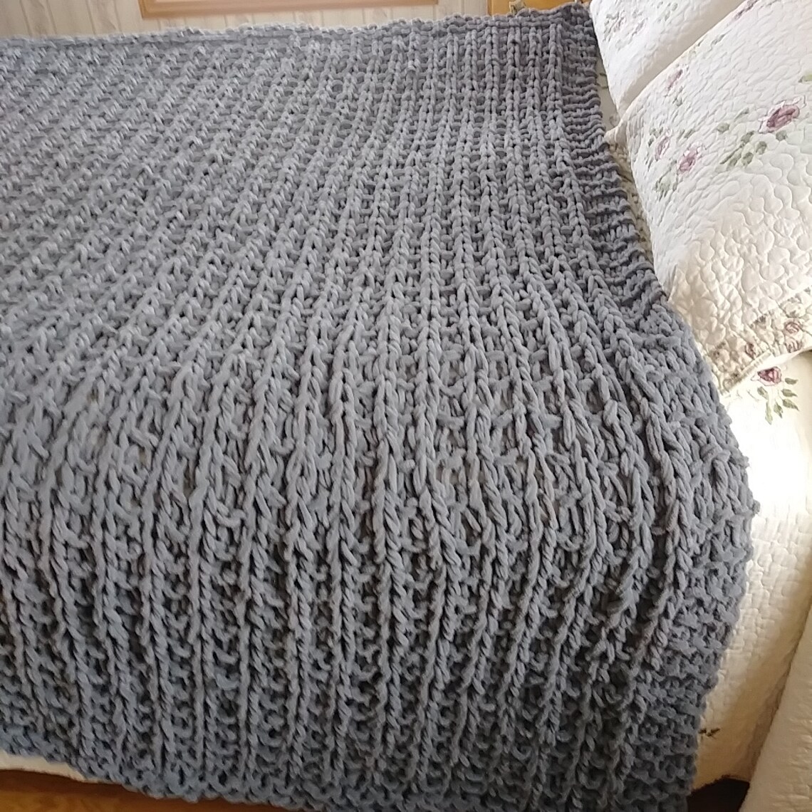 Hand Knit Extra Chunky Blanket Ready to Ship Etsy