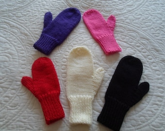 Children's & Adult Hand Knit Mittens (for ages 2-4 ,  5-7  and 8-10 years old)