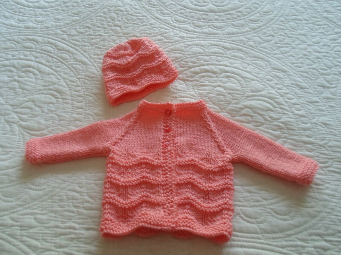 Newborn Sweater & Hat Set Ready to Ship in Coral Etsy
