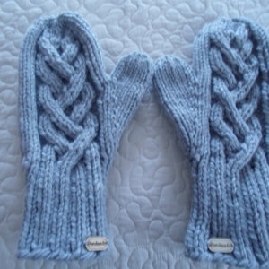 Hand Knit Chunky Cabled Mittens in Gray, Cream or Black Ready to Ship!