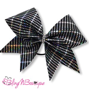 Black Cheer Bow - Silver Cheer Bow - Black/Silver Checked Cheer Bow - Black Delight Cheer Bow
