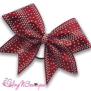 Rhinestone Cheer Bow - Red Cheer Bow - Red Hair Bow - Bling In The Lines in Red Cheer Bow