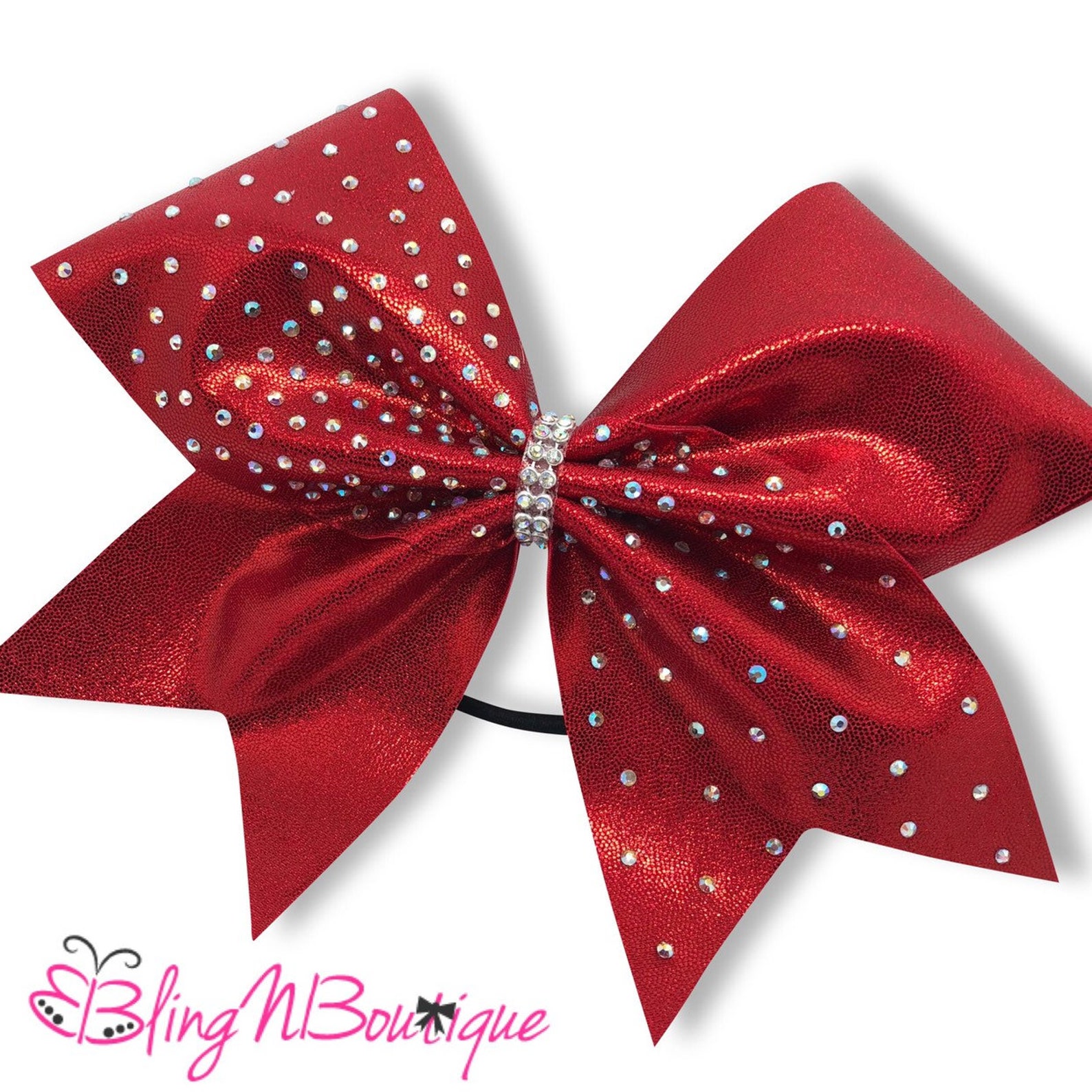 Red Cheer Ribbon Rhinestone Cheer Bow - Red Cheer Bow - Red Hair Bow - Dabling in Red - Etsy