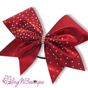 Rhinestone Cheer Bow - Red Cheer Bow - Red Hair Bow - DaBling in Red