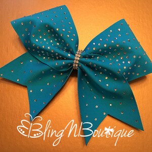 Rhinestone Cheer Bow - Blue Cheer Bow - Blue Pink Hair Bow - DaBlingBling in Shocking Blue Cheer Bow