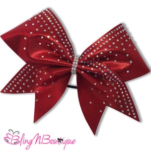 Rhinestone Cheer Bow - Red Cheer Bow - Red Hair Bow - Trestles in Red Cheer Bow