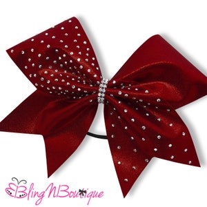 Rhinestone Cheer Bow - Wine Cheer Bow - Wine Hair Bow - DaBling in Wine