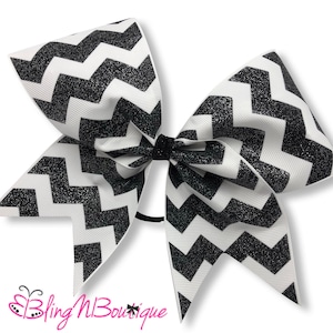 Black Chevy - Black/White Chevron Cheer Bow